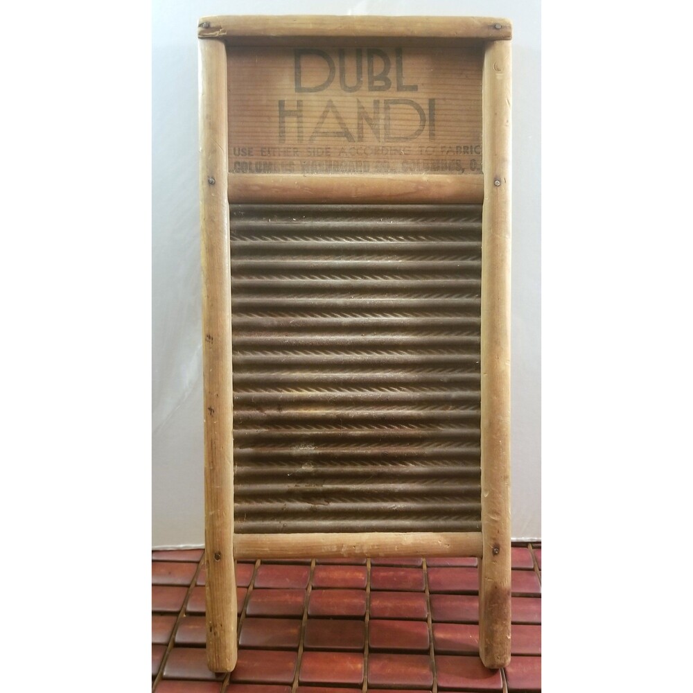 Vintage Washboard DUBL HANDI Columbus Washboard Co. Columbus Ohio 8.5"X18"